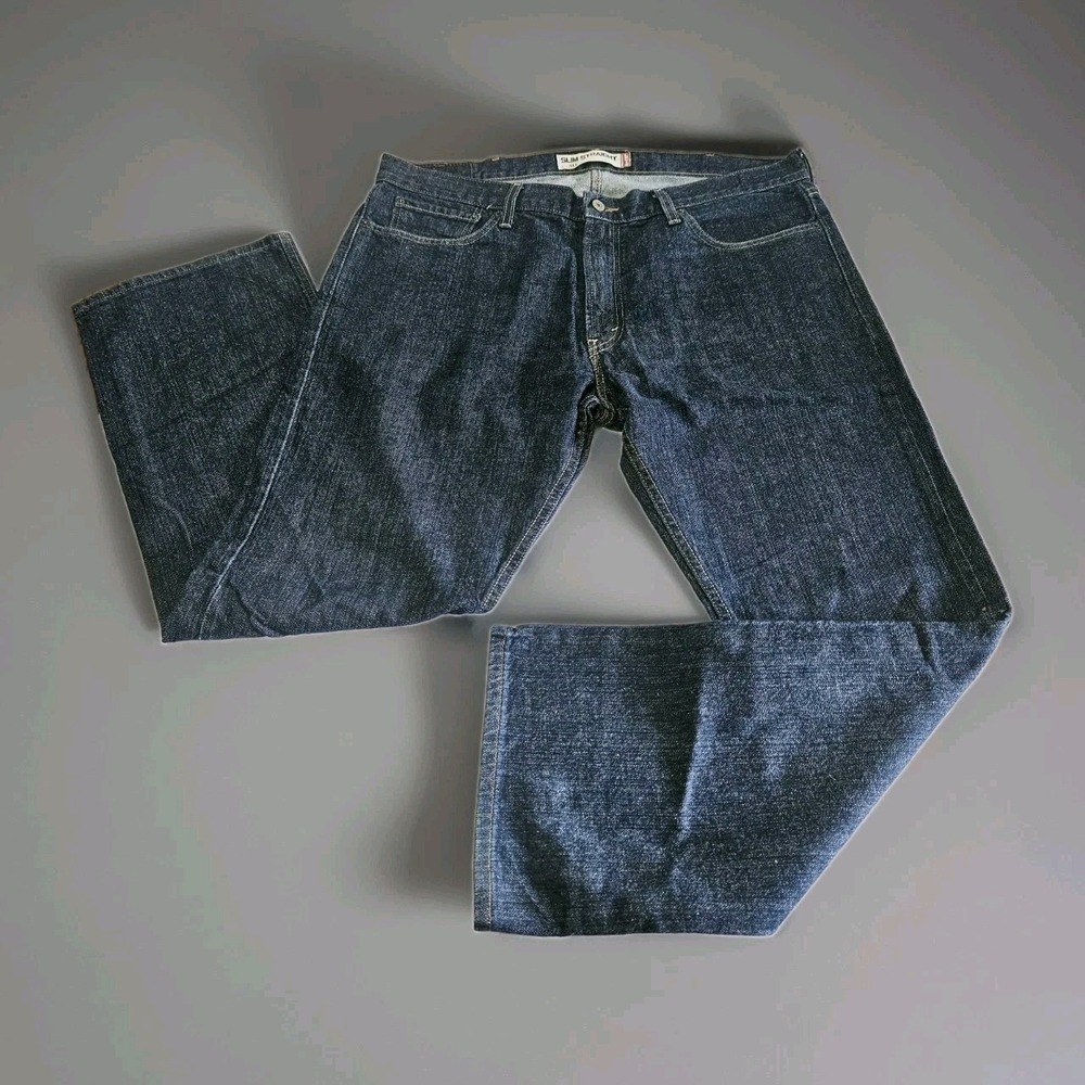 Levis Men's 514 Straight Leg Dark Wash Blue Denim Jeans Men's Size 38x30